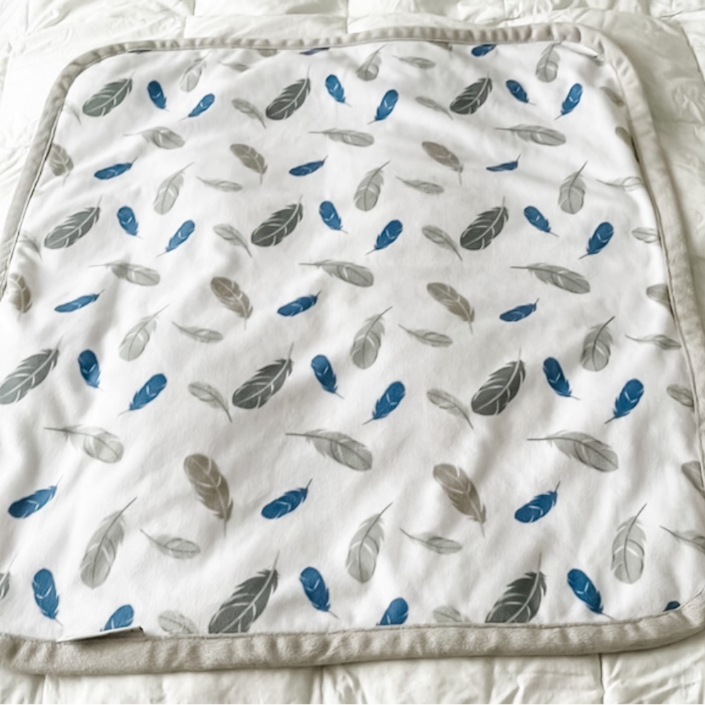 Sage Green and Blue Feather Blanket | Blankets & Beyond